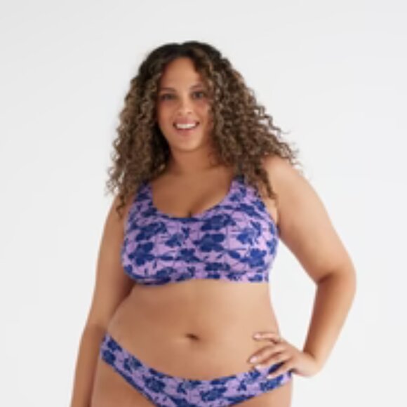 NWOT Knix LuxeLift Pullover Bra Limited Edition Violet Magnolia Print, M - Picture 1 of 8